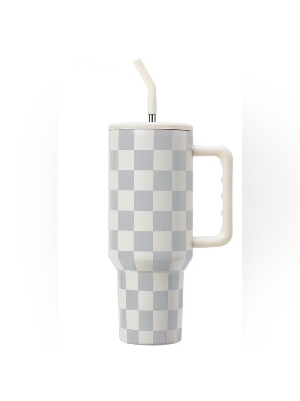 Checkered Plaid Gray and White 40oz Stainless Steel Tumbler - Picture 1 of 1